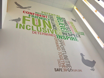 Redland Green School’s 6m wide typographical installation is actually a print and cut job